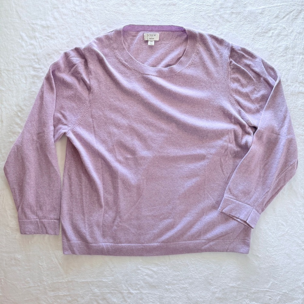 J. Crew Teddie Sweater Womens 2X Purple Cotton Wool Blend Crewneck Pullover